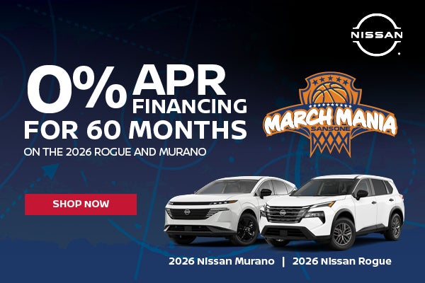 0% APR Financing for 60 months on the 2026 Rogue and Muran